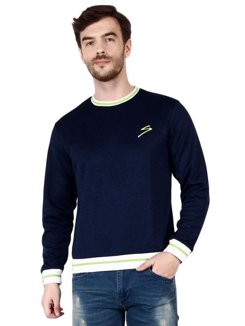 navy blue melange sweatshirt - 17211696 - Very Small Image - 1