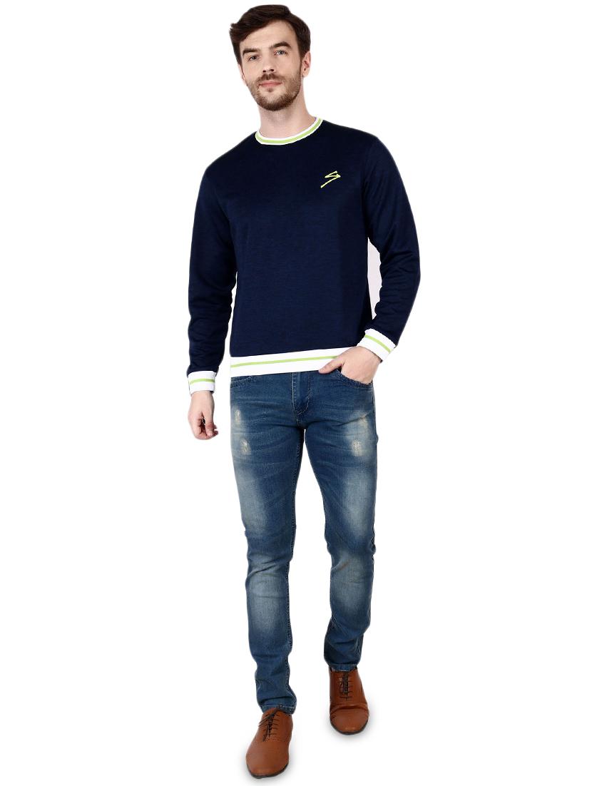 navy blue melange sweatshirt - 17211696 - Zoom Image - 4