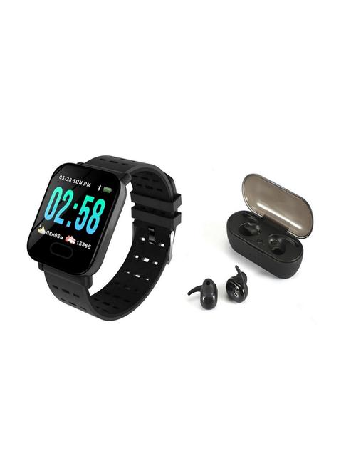bushwick presents ip68 waterproof bluetooth android smartwatch with pir of wireless tws4 bluetooth headset with mic. - 17211725 - Standard Image - 1