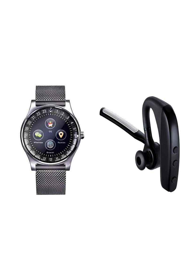 bushwick presents heart rate bluetooth smart watch with black bluetooth headset. - 17211733 - Zoom Image - 1