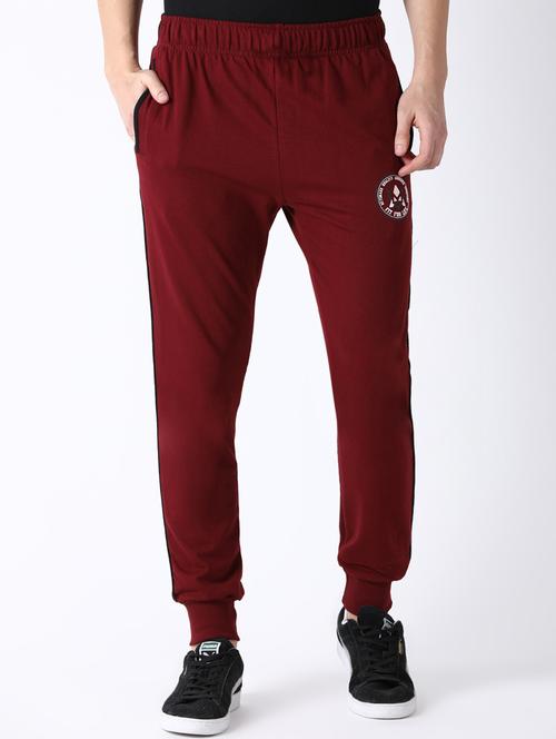 maroon solid jogger - 17212135 - Standard Image - 1