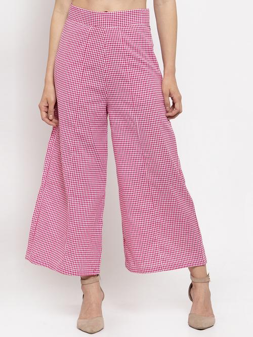 high rise checkered trouser - 17212278 - Standard Image - 1