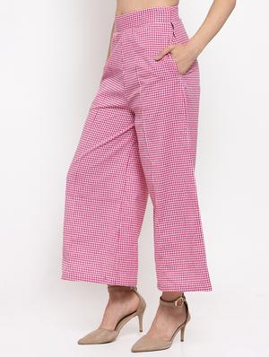 high rise checkered trouser - 17212278 - Standard Image - 2