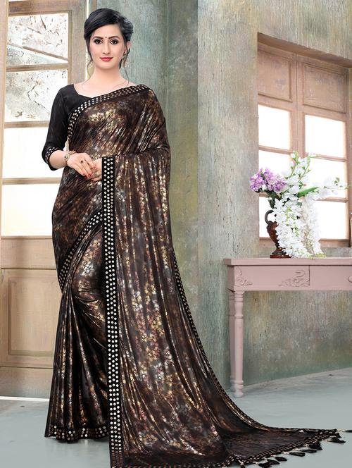 floral print saree with blouse - 17212793 - Standard Image - 1