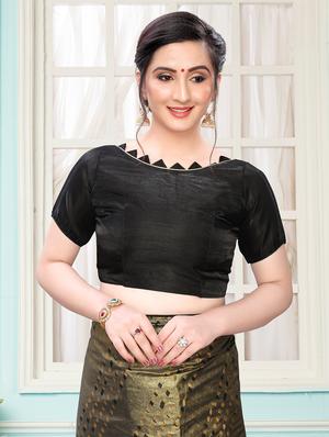 foil print saree with blouse - 17212804 - Standard Image - 3