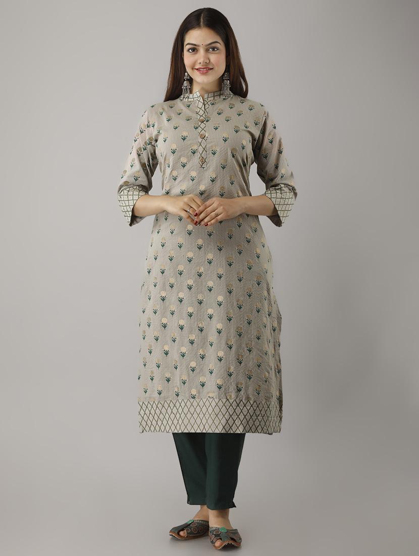 floral straight kurta - 17212818 - Zoom Image - 1