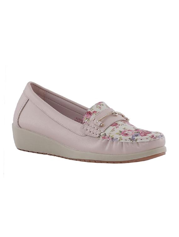 pink leatherette slip on loafers - 17212924 - Zoom Image - 1