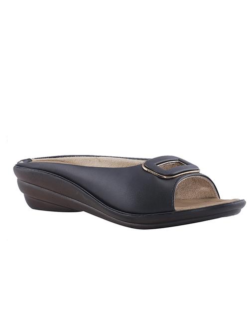 black synthetic slip on sandals - 17212996 - Standard Image - 1