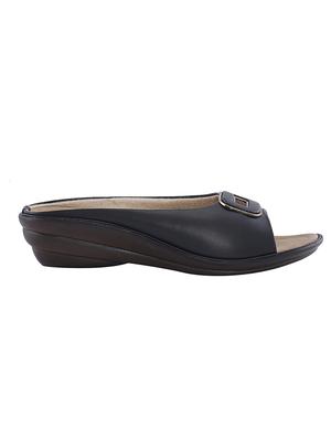 black synthetic slip on sandals - 17212996 - Standard Image - 2
