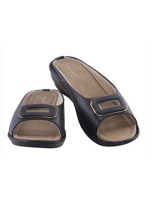 black synthetic slip on sandals - 17212996 - Standard Image - 4