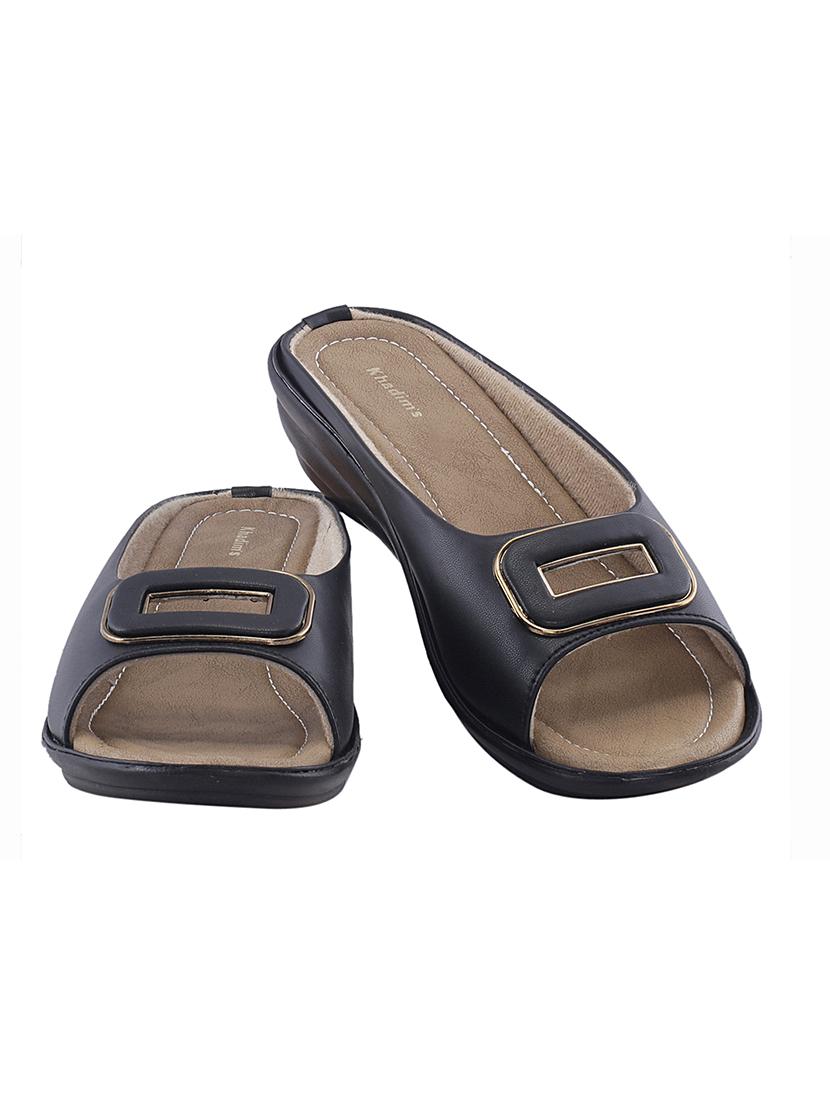 black synthetic slip on sandals - 17212996 - Zoom Image - 4