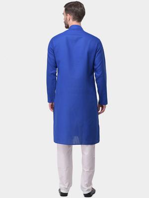 blue solid kurta pyjama set - 17213316 - Standard Image - 3