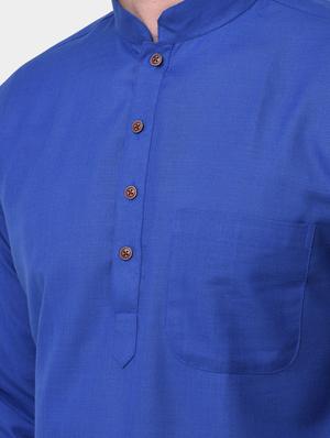 blue solid kurta pyjama set - 17213316 - Standard Image - 5