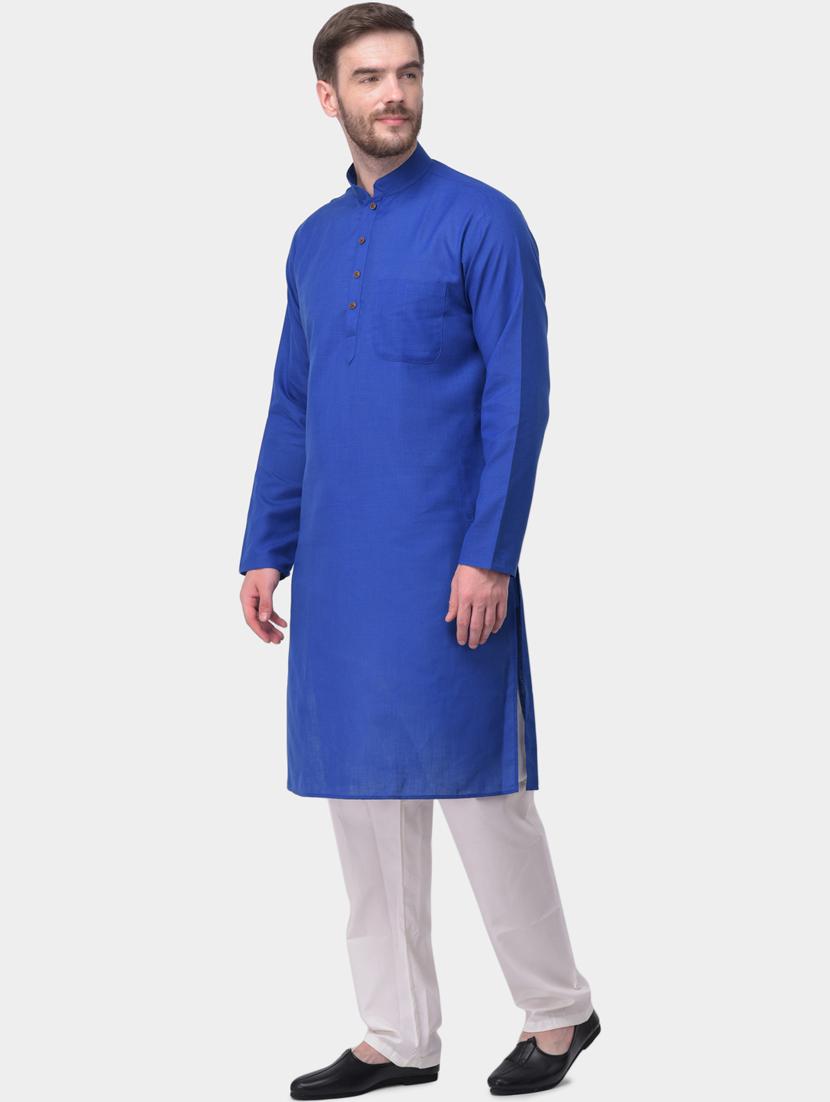 blue solid kurta pyjama set - 17213316 - Zoom Image - 2