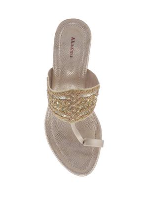 gold synthetic one toe sandals - 17213903 - Standard Image - 4
