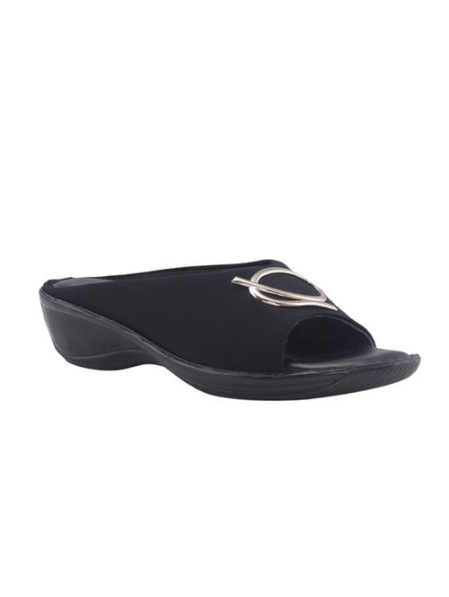 black synthetic slip on sandals - 17214031 - Standard Image - 1