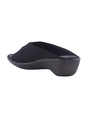 black synthetic slip on sandals - 17214031 - Standard Image - 3