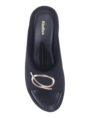 black synthetic slip on sandals - 17214031 - Standard Image - 4