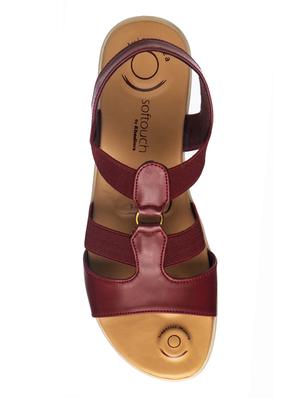 maroon synthetic slip on sandals - 17214037 - Standard Image - 4