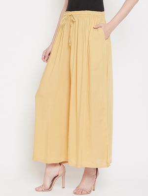 beige solid palazzo - 17214149 - Standard Image - 2
