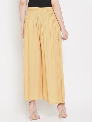 beige solid palazzo - 17214149 - Standard Image - 3