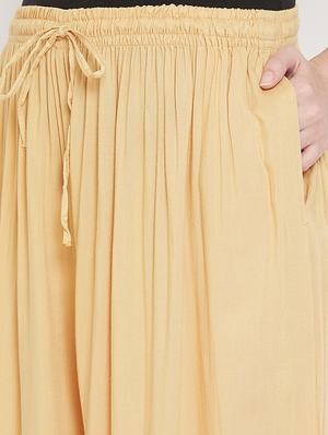 beige solid palazzo - 17214149 - Standard Image - 5