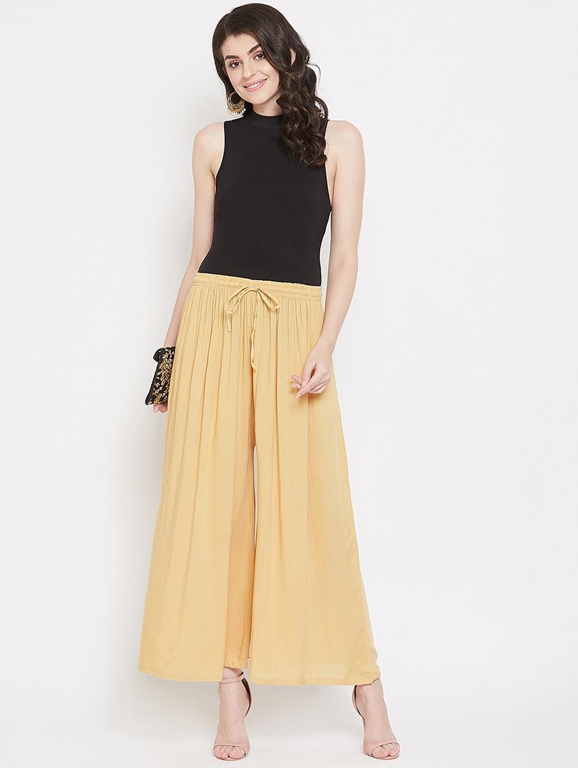 beige solid palazzo - 17214149 - Zoom Image - 4