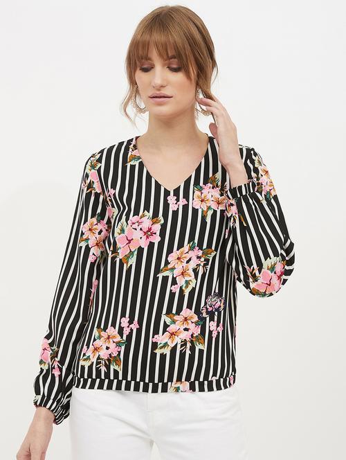 v-neck striped top - 17215460 - Standard Image - 1