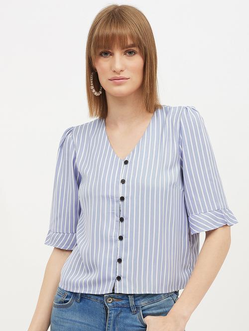 button up striped crop top - 17215479 - Standard Image - 1
