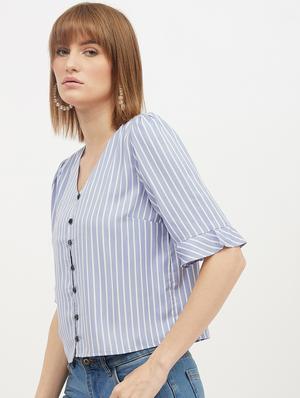 button up striped crop top - 17215479 - Standard Image - 2