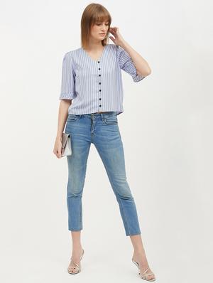 button up striped crop top - 17215479 - Standard Image - 4