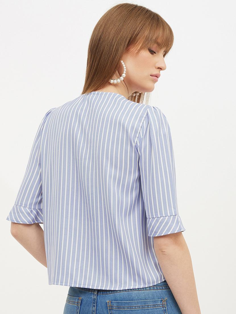 button up striped crop top - 17215479 - Zoom Image - 3