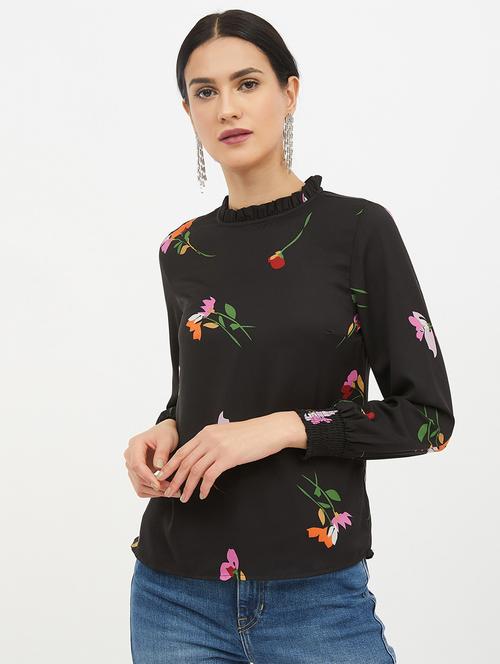 frill mock neck floral top - 17215486 - Standard Image - 1