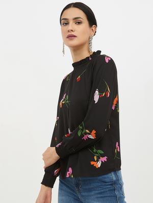 frill mock neck floral top - 17215486 - Standard Image - 2