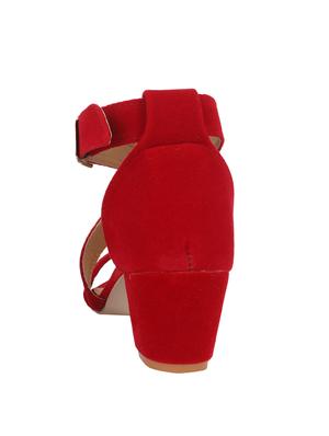 red velvet ankle strap sandals - 17215672 - Standard Image - 3