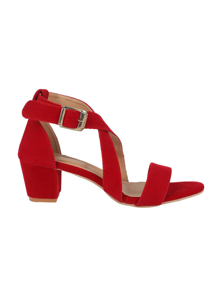 red velvet ankle strap sandals - 17215672 - Zoom Image - 2