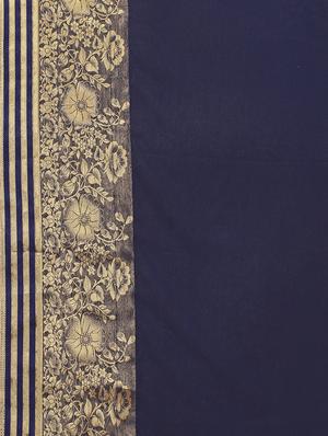 solid bordered woven saree with blouse - 17215765 - Standard Image - 4