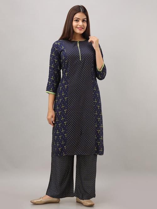 polka dots straight kurta - 17216409 - Standard Image - 1