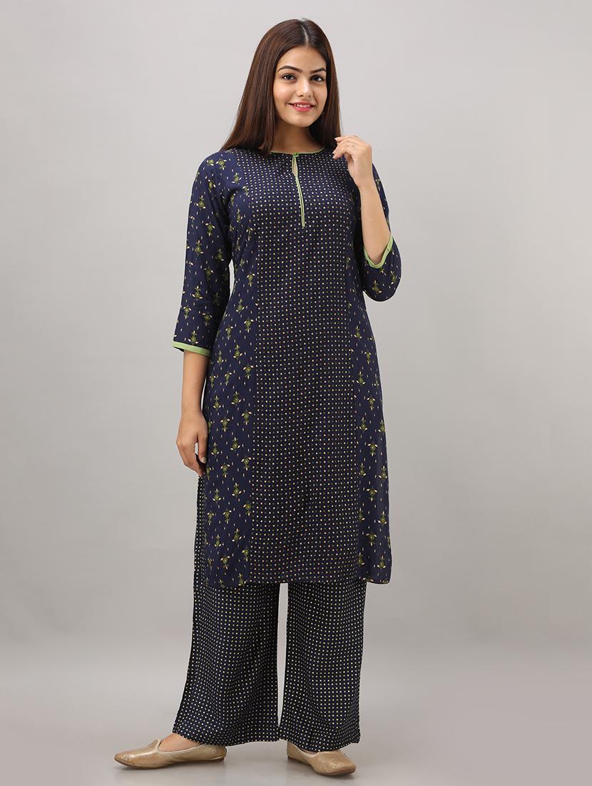 polka dots straight kurta - 17216409 - Zoom Image - 1
