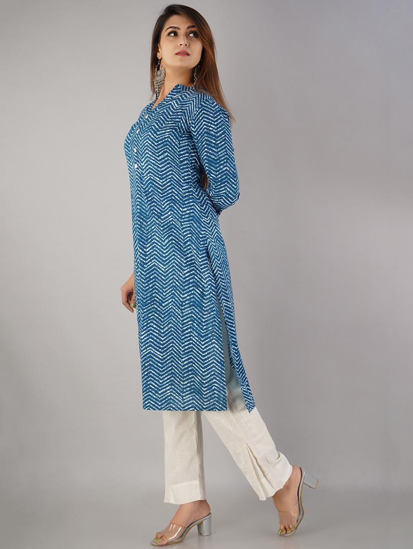 chevron print straight kurta - 17216418 - Zoom Image - 2
