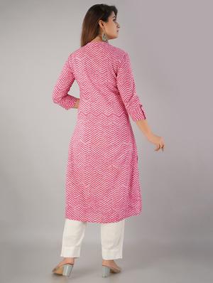chevron print straight kurta - 17216421 - Standard Image - 3