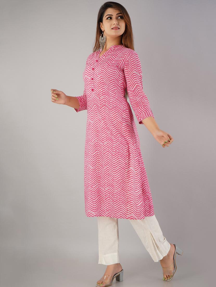 chevron print straight kurta - 17216421 - Zoom Image - 2