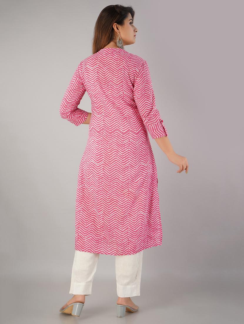 chevron print straight kurta - 17216421 - Zoom Image - 3