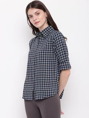 curved hem checkered shirt - 17216436 - Standard Image - 2