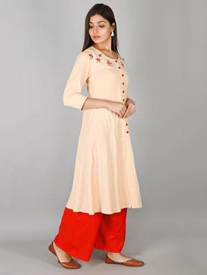 yoke embroidered a-line kurta - 17216441 - Standard Image - 2