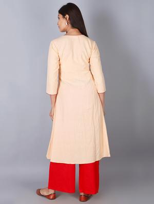 yoke embroidered a-line kurta - 17216441 - Standard Image - 3