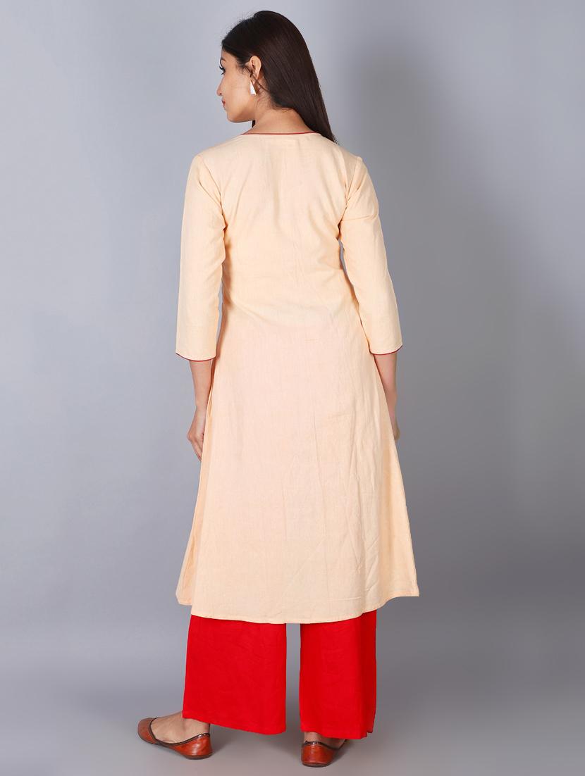 yoke embroidered a-line kurta - 17216441 - Zoom Image - 3