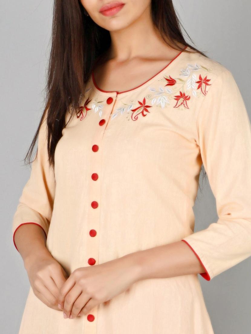 yoke embroidered a-line kurta - 17216441 - Zoom Image - 4