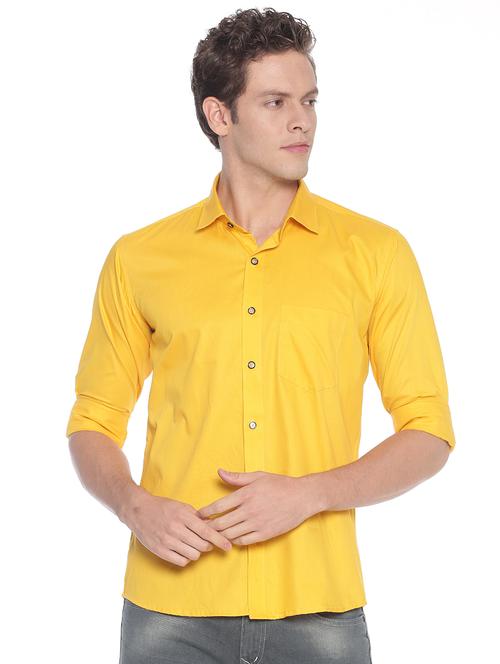 yellow solid casual shirt - 17216470 - Very Small Image - 1
