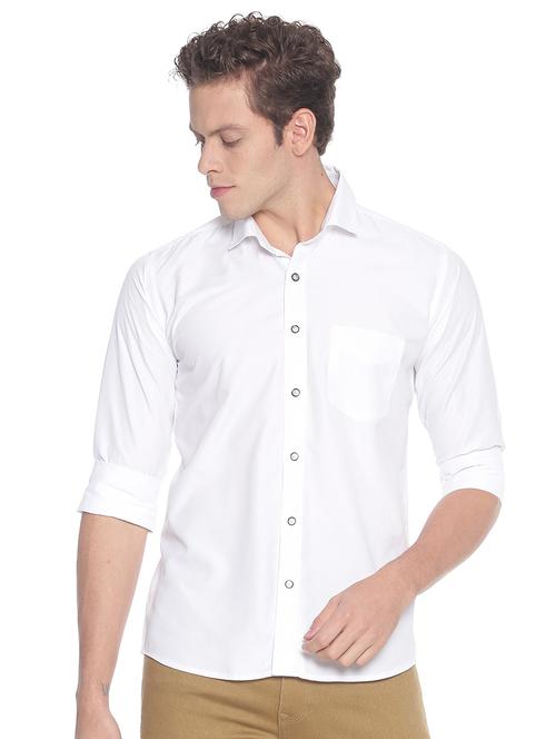 white solid casual shirt - 17216476 - Very Small Image - 1